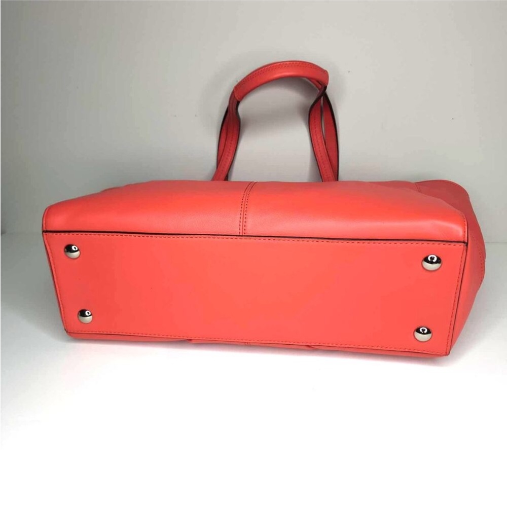 Coach Taylor Coral Leather Tote with Logo Patch - Picture 14 of 16